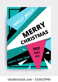 Merry christmas New Year design, eye catching banner template. Bright colorful vector illustrations for greeting card, posters, print, mobile phoned designs, ads, promotional material Yellow Pink Blue
