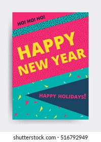 Merry christmas New Year design, eye catching banner template. Bright colorful vector illustrations for greeting card, posters, print, mobile phoned designs, ads, promotional material Yellow Pink Blue