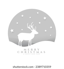 merry christmas and new year eve greeting card with reindeer design vector