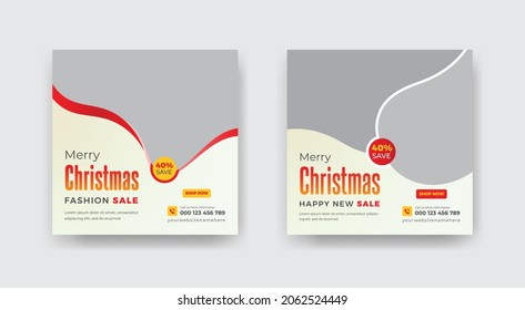 Merry Christmas New Year Fashion New Collection Sale Offer Social Media Post Web Banner Or Square Flyer Template