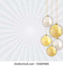 Merry Christmas and New Year Glossy Background. Vector Illustration EPS10