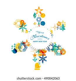 Merry Christmas and New Year Greeting Card. Christmas Background