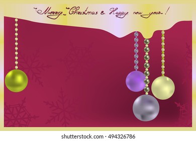 Merry Christmas and New Year Greeting with Christmas balls