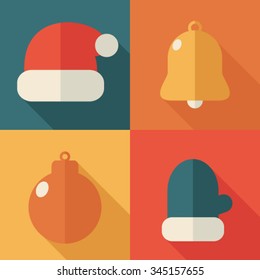 Merry Christmas and New Year icon set