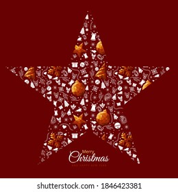 Merry Christmas and New Year luxury holiday greeting card 