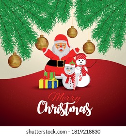 Merry Christmas & New Year Party Flyer Illustration with Typography and Elements on Blue background. Winter Landscape Invitation Flyer With Snow fall.