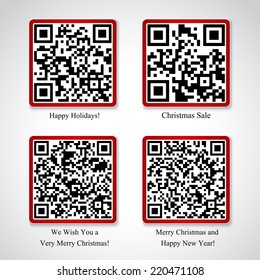 Merry Christmas and New Year QR code stickers