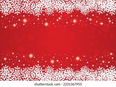 merry christmas new year red greeting card on snow flake background