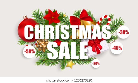 Merry Christmas and New Year Sale Background. Vector Illustration EPS10