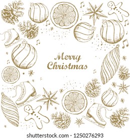 Merry Christmas and New Year set. Christmas Doodle collection.