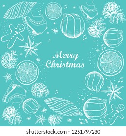 Merry Christmas and New Year set. Christmas Doodle collection.
