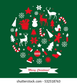 Merry Christmas and New Year set icon, poster and logo. Design illustration holiday image