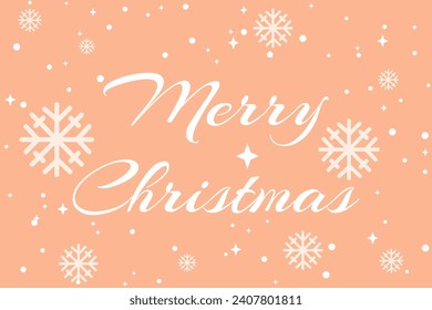Merry Christmas and New Year. A simple holiday backdrop on a trendy peach fuzz background. Vector illustration.