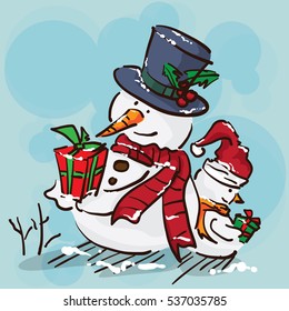 merry christmas new year snowman objects 