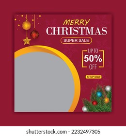 Merry Christmas and New Year social media post and web banner template