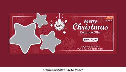 Merry Christmas and New Year social media cover and web banner template
