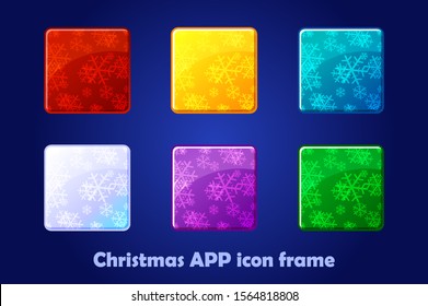 Merry Christmas and New Year Square App Icons background. Design Vector Colorful Frames. Objects on a separate layer.