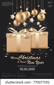 Merry Christmas & Happy New Year Template background Vector Illustration