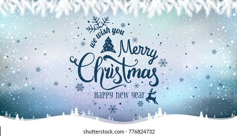 Merry Christmas New Year Typographical On Stock Vector (Royalty Free ...