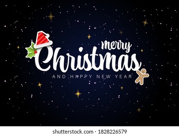 Merry Christmas and New Year with vector illustrations.