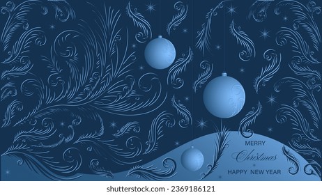 feliz Navidad año nuevo vectorial bolas azules