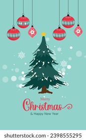 Afiche creativo de ilustraciones de Feliz Navidad y Año Nuevo
