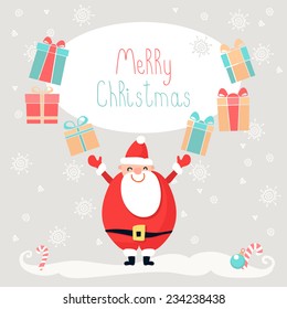 Merry Christmas and New Year vintage greeting card