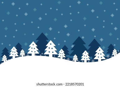 Merry Christmas and New Year  with winter landscape with snowflakes, light, stars. Merry Christmas card.