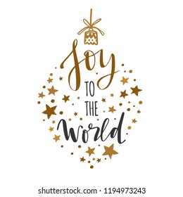 Merry Christmas and New Year words on Christmas tree decoration. Vector hand drawn Lettering