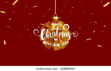 Merry Christmas and New Year Xmas background. with beautiful various snowflakes,
