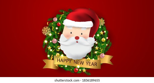 Merry Christmas and New Year Xmas background, Red santa top hat