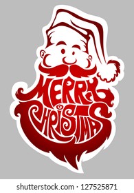 Merry Christmas - new year's label with Santa Claus