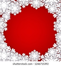 Merry Christmas and New Year.White Origami Paper cut.Party invitation.