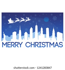 Merry Christmas New York Skyline City Vector Design 