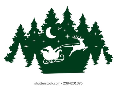 Merry Christmas night scene landscape vector style