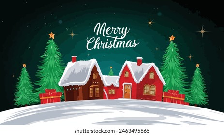 Merry Christmas night view landscape