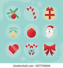 merry christmas nine decorative icons