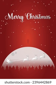 Merry christmas objects with snowflakes on red background. Christmas postcard vector.