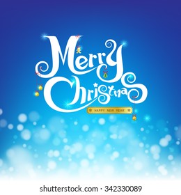 Merry christmas on abstract background with bokeh and light element  vector illustration