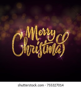 Merry Christmas on the background light bokhe. Can be used for your design.