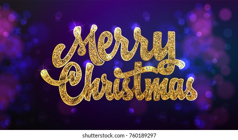 Merry Christmas on the background light bokhe. Can be used for your design.