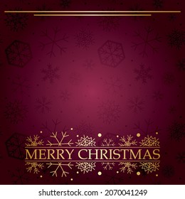 merry christmas on burgundy background  - vector with gold decorations