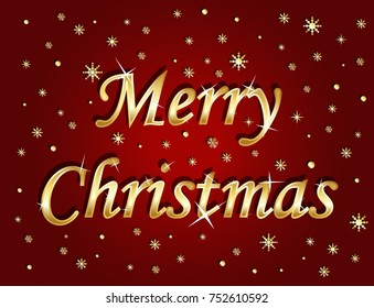 Merry Christmas on red background vector illustration