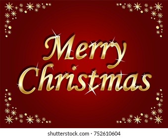 Merry Christmas on red background vector illustration
