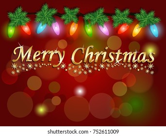 Merry Christmas on red background vector illustration