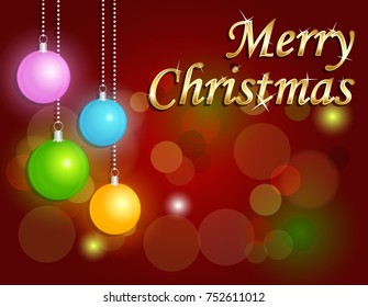 Merry Christmas on red background vector illustration