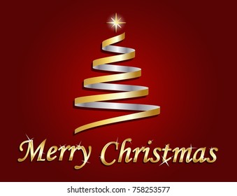 Merry Christmas on red background vector illustration