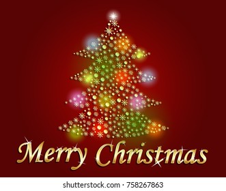 Merry Christmas on red background vector illustration