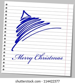 Merry Christmas on a sheet of notebook