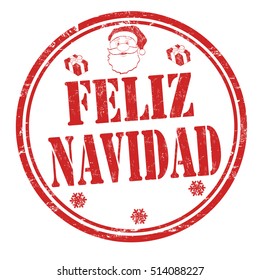 Merry Christmas on spanish language ( Feliz Navidad ) grunge rubber stamp on white background, vector illustration